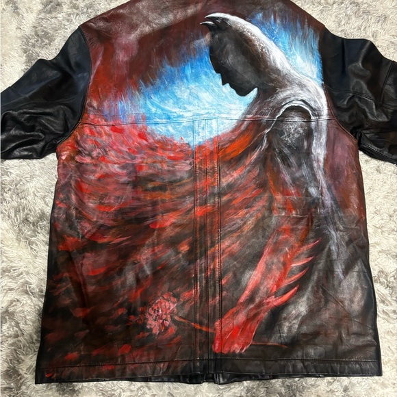 Daniel Hechter hand painted Batman Black Military Field Jacket - Picture 6 of 7